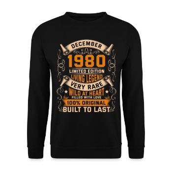 Birthday Legends 100% Original December 1980 - Unisex Pullover - Schwarz - Vorne - Alina (178cm) & Michal (187cm)