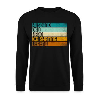 Retro Husband Dad Hero Ice Skating Legend - Unisex Pullover - Schwarz - Vorne - Alina (178cm) & Michal (187cm)