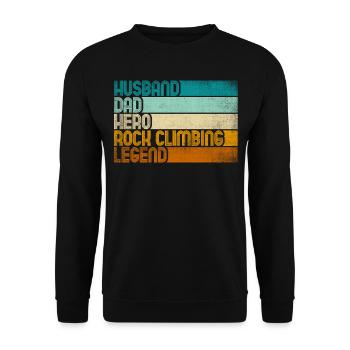 Retro Mari Papa Héros Légende de l’escalade - Sweat-shirt Unisexe - noir - Devant - Alina (178cm) & Michal (187cm)