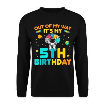 Out of the way It's my 5th birthday Outerspace B - Unisex Sweatshirt - black - Front - Alina (178cm) & Michal (187cm)