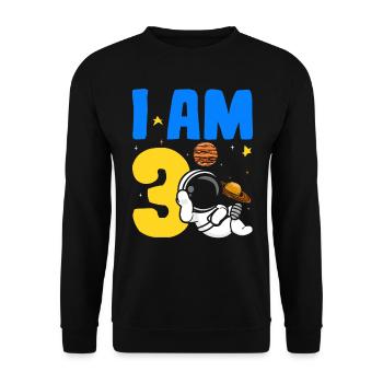 Je suis 3 3e anniversaire Célébration Outerspace Bday - Sweat-shirt Unisexe - noir - Devant - Alina (178cm) & Michal (187cm)