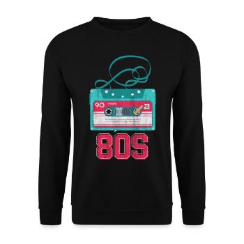 80er Jahre 80s Musik - Unisex Pullover - Schwarz - Vorne - Alina (178cm) & Michal (187cm)