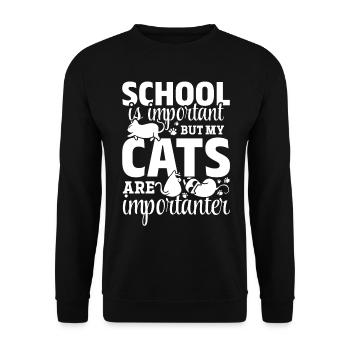 School is important, but my cats are important - Unisex Sweatshirt - black - Front - Alina (178cm) & Michal (187cm)