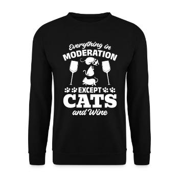 Katzenliebhaber I Alles in Maßen außer Katzen und - Unisex Pullover - Schwarz - Vorne - Alina (178cm) & Michal (187cm)