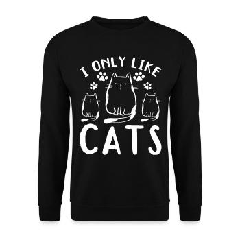 Cat lovers Cat owner I I only like cat - Unisex Sweatshirt - black - Front - Alina (178cm) & Michal (187cm)