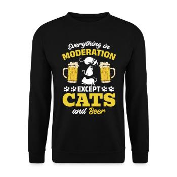 Alles in Maßen außer Katzen und Bier I Cat Lover - Unisex Pullover - Schwarz - Vorne - Alina (178cm) & Michal (187cm)
