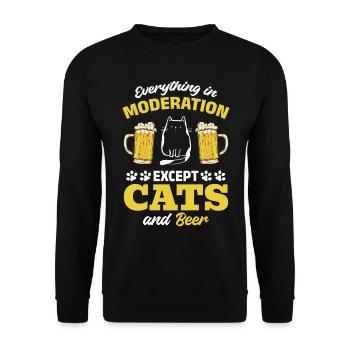 Katzenliebhaber I Alles in Maßen außer Katzen und - Unisex Pullover - Schwarz - Vorne - Alina (178cm) & Michal (187cm)