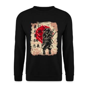 Samurai Japanese Warrior Swordsman Japan - Unisex Sweatshirt - black - Front - Alina (178cm) & Michal (187cm)