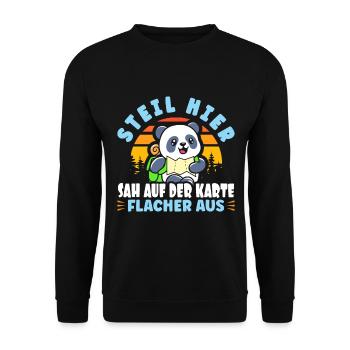 Wandern Steil hier sah Flacher aus - Unisex Pullover - Schwarz - Vorne - Alina (178cm) & Michal (187cm)