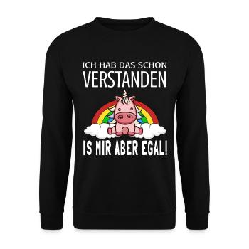Ich hab das schon verstanden ist mir aber egal - Unisex Pullover - Schwarz - Vorne - Alina (178cm) & Michal (187cm)