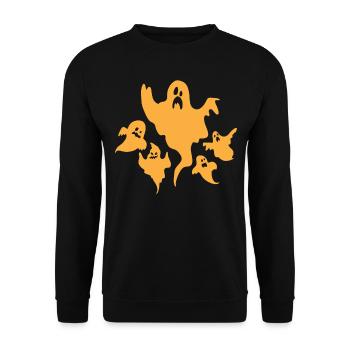 Funny Halloween Ghost Halloween Ghost - Unisex Sweatshirt - black - Front - Alina (178cm) & Michal (187cm)