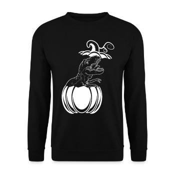 Halloween Kürbis Dino Kürbis Halloween Dinosaurier - Unisex Pullover - Schwarz - Vorne - Alina (178cm) & Michal (187cm)