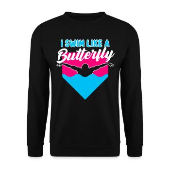 Lustiges Schwimmen - Unisex Pullover - Schwarz - Vorne - Alina (178cm) & Michal (187cm)