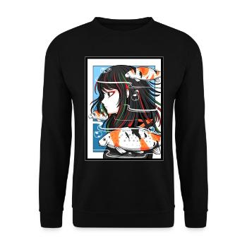 Anime Girl Otaku Fan Japanische Kultur Manga Girl - Unisex Pullover - Schwarz - Vorne - Alina (178cm) & Michal (187cm)