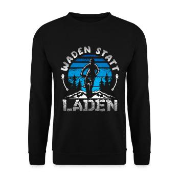 Waden statt Laden - Unisex Pullover - Schwarz - Vorne - Alina (178cm) & Michal (187cm)