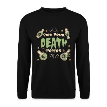 Aqua Tofana Skull Potion Mystery Fan Poison Bottle - Unisex Sweatshirt - black - Front - Alina (178cm) & Michal (187cm)