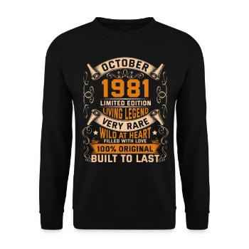 Birthday Legends 100% Original October 1981 - Unisex Sweatshirt - black - Front - Alina (178cm) & Michal (187cm)