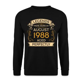 Birthday Legends Were Born Ins August 1988 - Unisex Sweatshirt - black - Front - Alina (178cm) & Michal (187cm)