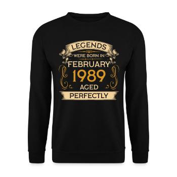 Geburtstag Legends Were Born in Februar 1989 - Unisex Pullover - Schwarz - Vorne - Alina (178cm) & Michal (187cm)