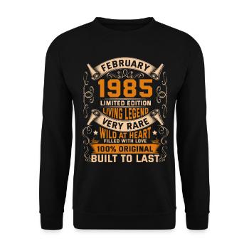 Birthday Legends 100% Original Février 1985 - Sweat-shirt Unisexe - noir - Devant - Alina (178cm) & Michal (187cm)