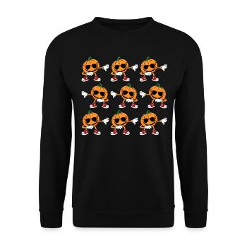 Halloween Citrouille Dabbing I Drôle Halloween Citrouille Citrouille - Sweat-shirt Unisexe - noir - Devant - Alina (178cm) & Michal (187cm)