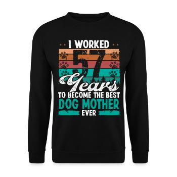 57 Year Old Best Dog Mother 57 Birthday Dog Mom - Unisex Pullover - Schwarz - Vorne - Alina (178cm) & Michal (187cm)