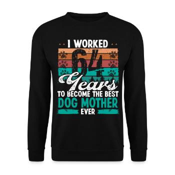 64 ans Meilleur chien Mère 64 Anniversaire Chien Maman - Sweat-shirt Unisexe - noir - Devant - Alina (178cm) & Michal (187cm)