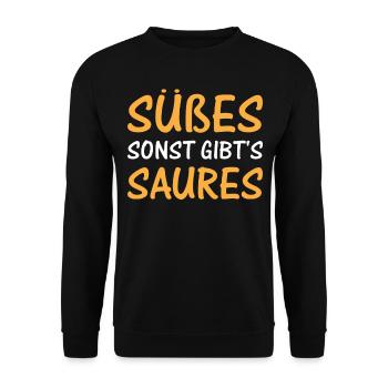 Halloween Süßes Sonst Gibt's Saures - Unisex Pullover - Schwarz - Vorne - Alina (178cm) & Michal (187cm)