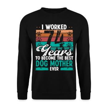74 ans Meilleur chien Mère 74 Anniversaire Chien Maman - Sweat-shirt Unisexe - noir - Devant - Alina (178cm) & Michal (187cm)