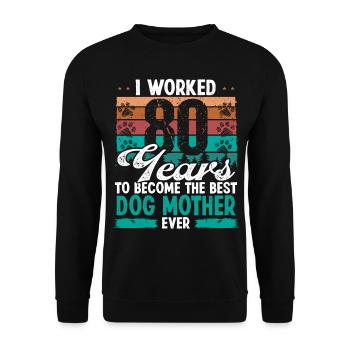 80 ans Meilleur chien Mère 80 Anniversaire Chien Maman - Sweat-shirt Unisexe - noir - Devant - Alina (178cm) & Michal (187cm)