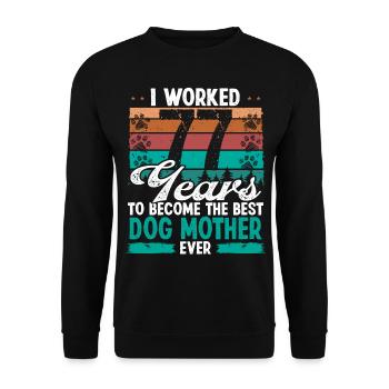 77 ans Meilleur chien Mère 77 Anniversaire Chien Maman - Sweat-shirt Unisexe - noir - Devant - Alina (178cm) & Michal (187cm)