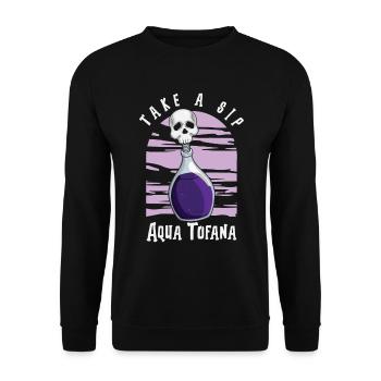 Aqua Tofana Skull Poison Bottle Conspiracy - Unisex Sweatshirt - black - Front - Alina (178cm) & Michal (187cm)