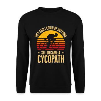 Lustige Radfahrer Radfahrer Fahrrad Fahrrad Berg - Unisex Pullover - Schwarz - Vorne - Alina (178cm) & Michal (187cm)