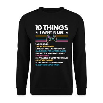 Gaming Gamer Playing Video Game Computer - Unisex Sweatshirt - black - Front - Alina (178cm) & Michal (187cm)