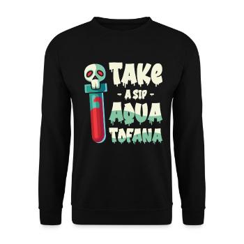 Aqua Tofana Skull Poison Bottle Conspiracy - Unisex Sweatshirt - black - Front - Alina (178cm) & Michal (187cm)