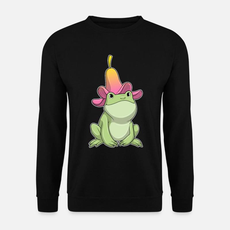 Frog with Plumeria - Unisex Sweatshirt - black