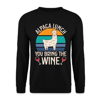 Alpaca Lunch Vous apportez le buveur de vin Lla - Sweat-shirt Unisexe - noir - Devant - Alina (178cm) & Michal (187cm)