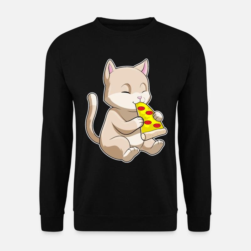Cat with pizza - Unisex Sweatshirt - black