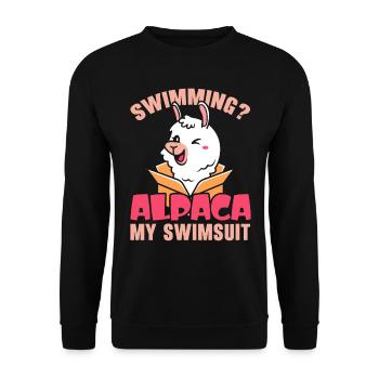 Schwimmen Alpaka Mein Badeanzug Llama Lover Schwim - Unisex Pullover - Schwarz - Vorne - Alina (178cm) & Michal (187cm)