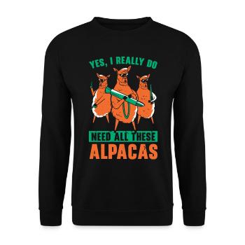 Ja, ich brauche wirklich all diese Alpakas Llama L - Unisex Pullover - Schwarz - Vorne - Alina (178cm) & Michal (187cm)