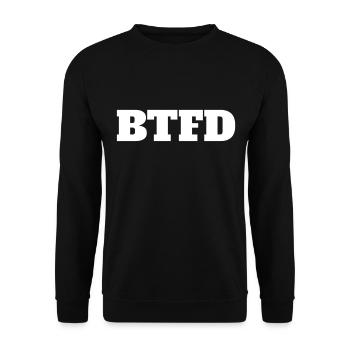 BTFD Buy The F Dip Krypto Stonk Meme Lustig - Unisex Pullover - Schwarz - Vorne - Alina (178cm) & Michal (187cm)