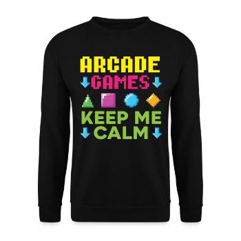 Aracde Games Keep Me Calm Videospiel Gaming Gamer - Unisex Pullover - Schwarz - Vorne - Alina (178cm) & Michal (187cm)