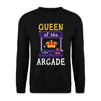 Queen Of The Arcade Games Videospiel Spiele Gamer - Unisex Pullover - Schwarz - Vorne - Alina (178cm) & Michal (187cm)