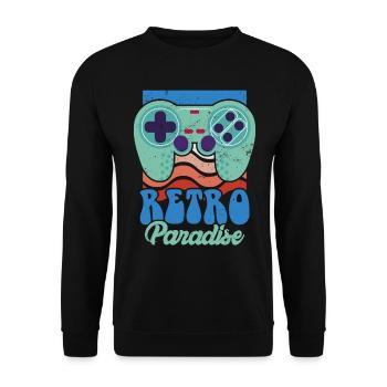 Retro Paradise Arcade Spiele Video Spiel Spiel Ner - Unisex Pullover - Schwarz - Vorne - Alina (178cm) & Michal (187cm)
