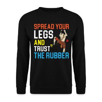 Écartez vos jambes et faites confiance au bloc en caoutchouc - Sweat-shirt Unisexe - noir - Devant - Alina (178cm) & Michal (187cm)