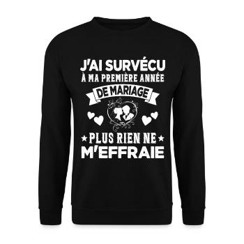 Ma Première Année De Mariage Humour Cadeau - Sweat-shirt Unisexe - noir - Devant - Alina (178cm) & Michal (187cm)
