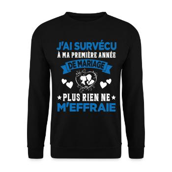 Ma Première Année De Mariage Humour Cadeau - Sweat-shirt Unisexe - noir - Devant - Alina (178cm) & Michal (187cm)