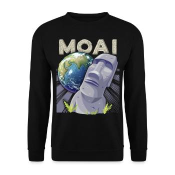 Easter Island, Moai, Stone Heads, Rapa-Nui - Unisex Sweatshirt - black - Front - Alina (178cm) & Michal (187cm)
