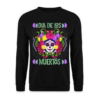 Dia-de-los-Muertos, Mexico, La-Catrina sugar-skull - Unisex Sweatshirt - black - Front - Alina (178cm) & Michal (187cm)