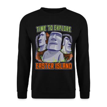 Stone Heads, Moai, Easter Island Rapa-Nui - Unisex Sweatshirt - black - Front - Alina (178cm) & Michal (187cm)